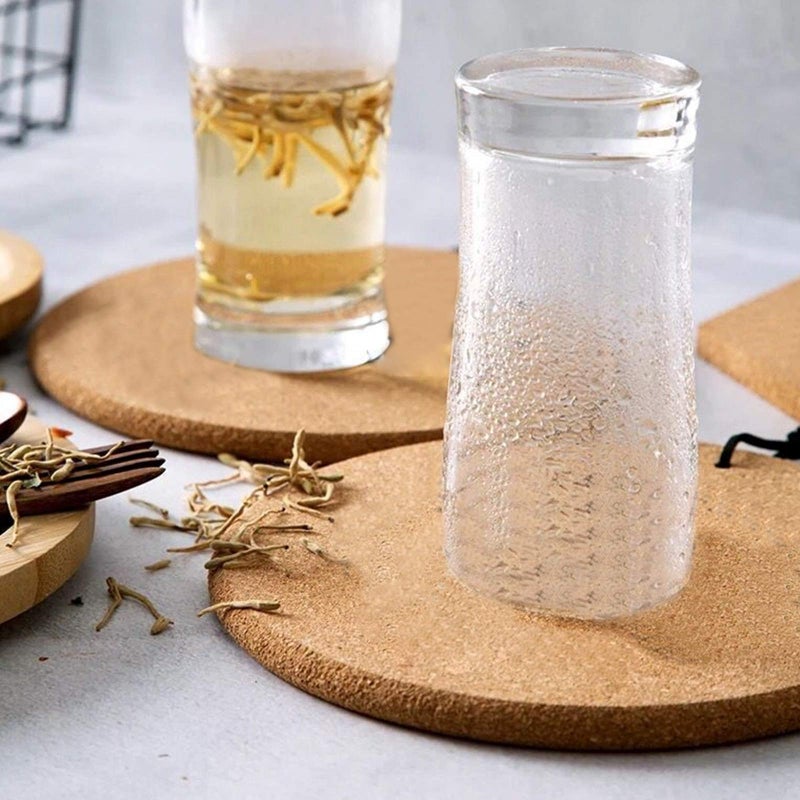 CRCHOM Cork Trivet 8 Pack Round Cork Hot Pads for Pots and Pans 8" x 0.4" High Density Thick Hot Pads Heat Resistant Trivets Mat for Countertop & Table - Image 3